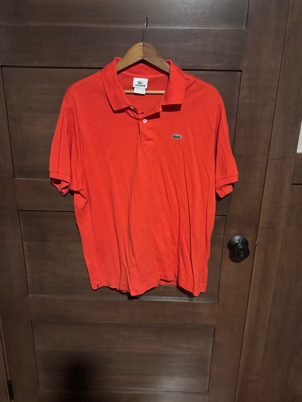 Lacoste Redish Orange Polo Shirt with Signature Crocodile Logo